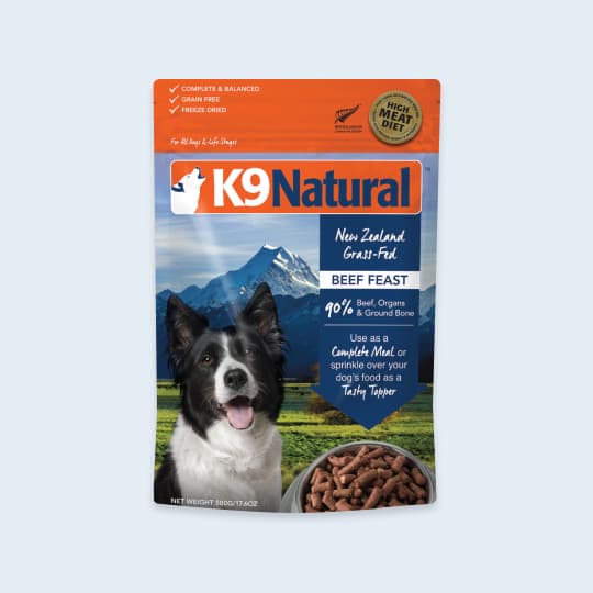강아지 사료 K9 동결건조 소고기 500g, 26% 적립 혜택 제공